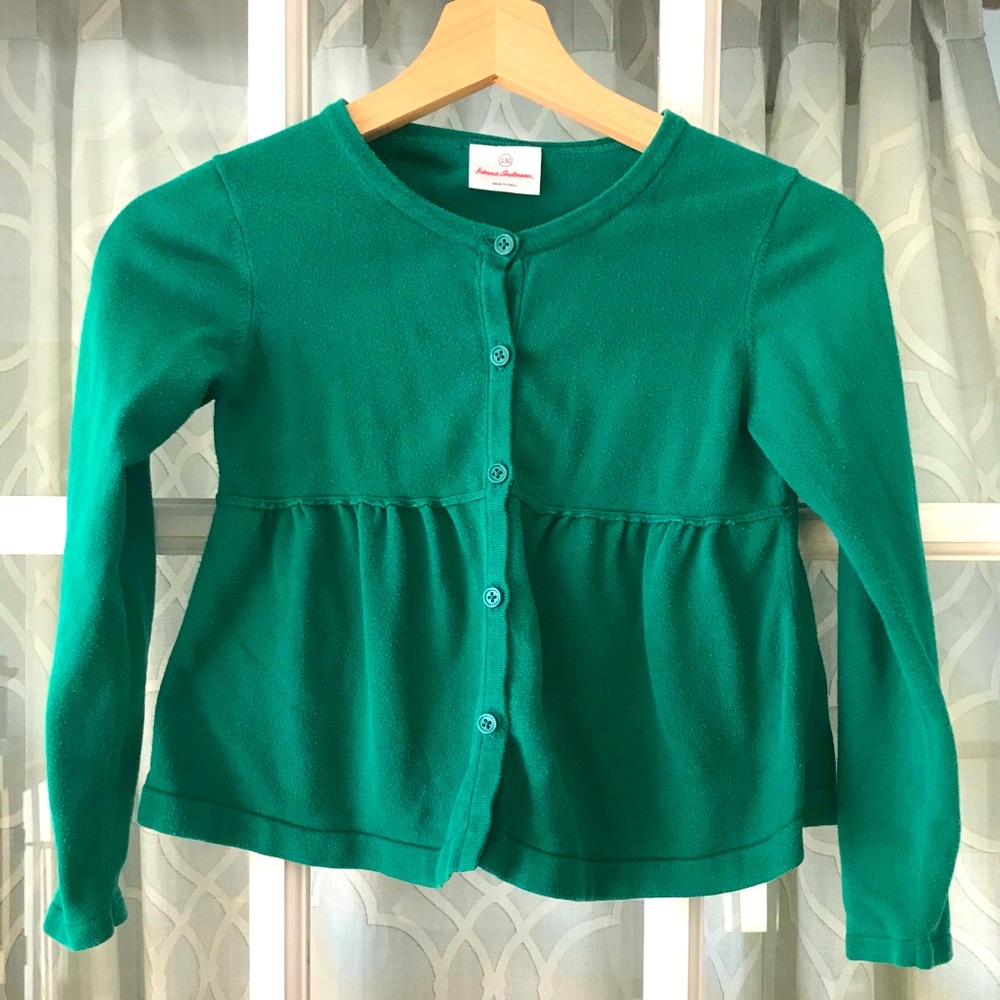 Hanna Andersson size 130 8-10 years Kelly green 100% cotton cardigan sweater GUC